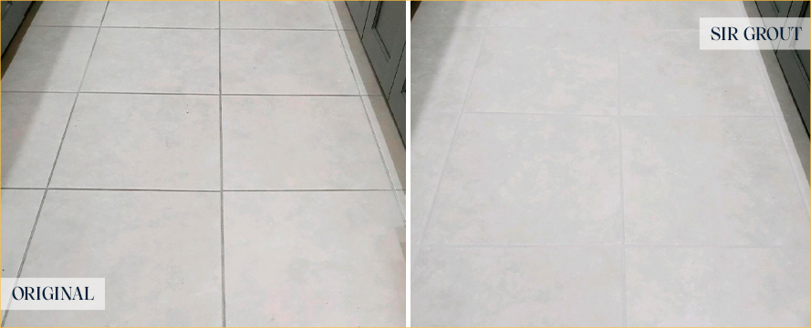 Floor Before and After a Service from Our Tile and Grout Cleaners in Milton