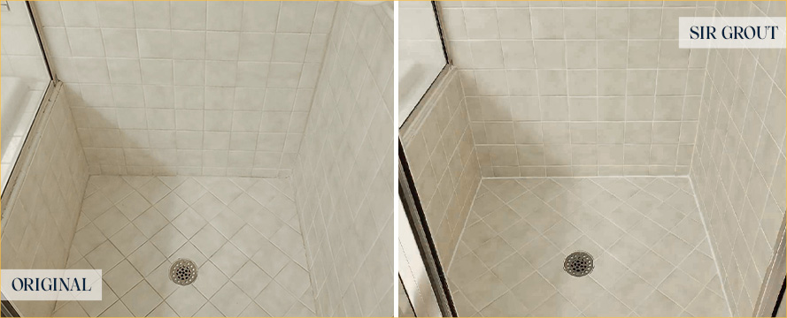 Tile Shower Before and After Our Hard Surface Restoration Services in Sandy Springs